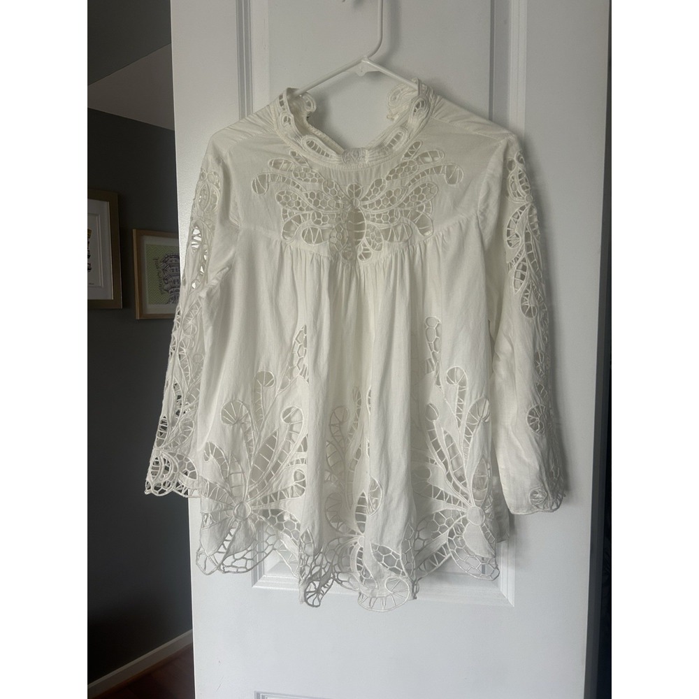 Anthropologie Harlyn Laced High-Neck Butterfly Cut-Out Top Size Small Bohemian